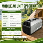  Climatiseur 3 En 1,Climatiseur Mobile Portable,Unité De Climatisation De Camping 2026,Silencieux (36-49 DB),Minuterie 24 H,Télécommande,3 Vitesses, Double Tuyau Pour La Maison 1500W
