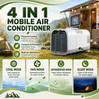 GENERIC Climatiseur Portable Pour Camping-Cars Et Petites Pièces, Ventilateur 4 En 1, Mode Sommeil, évaporation Automatique, Réglage De La Température De 16 à