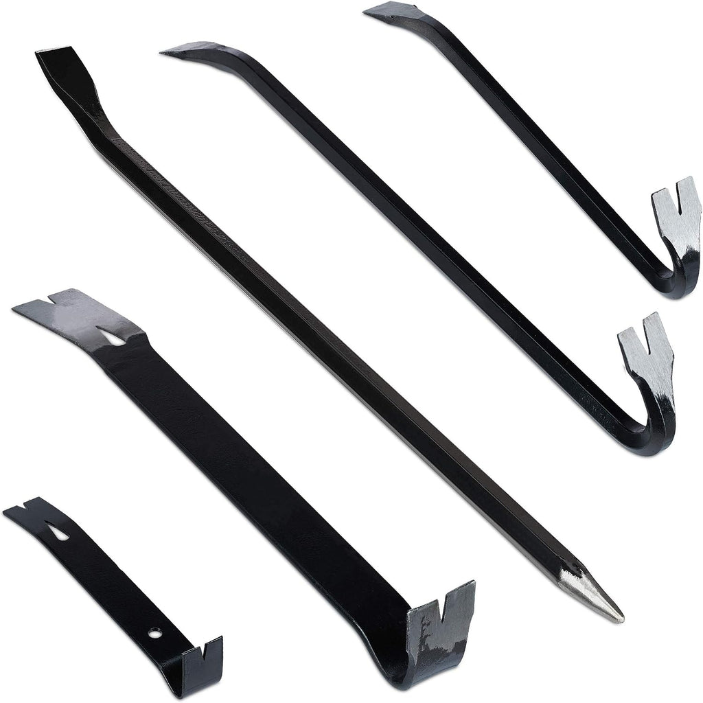  Relaxdays Pied-de-biche Lot De 5 Pièces, Levier Hexagonal, Grand Arrache-clou, En Acier, Noir