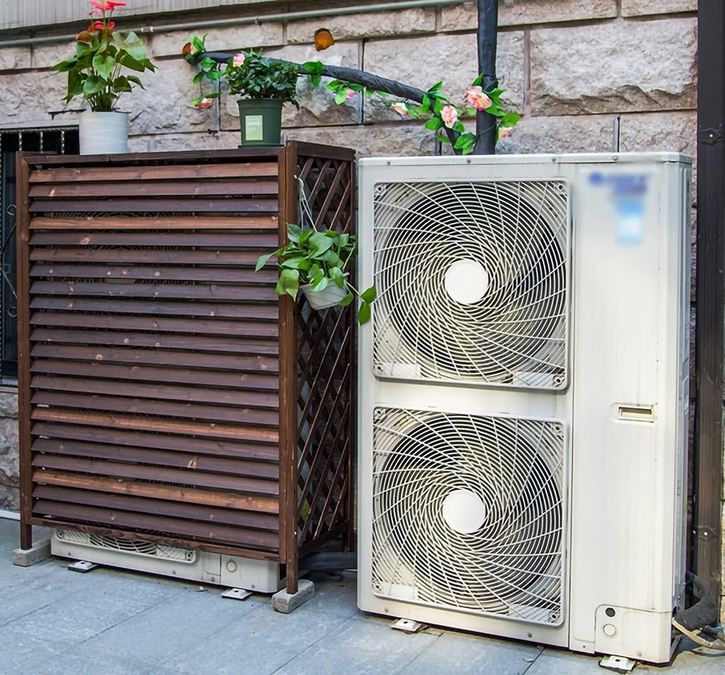  Climatiseur Extérieur Écran De Clôture Support De Fleur De Couverture De Climatiseur En Bois, Clôtures D'écran De Confidentialité De Climatisation Cachées Robustes Avec Conception À Persiennes, For Un