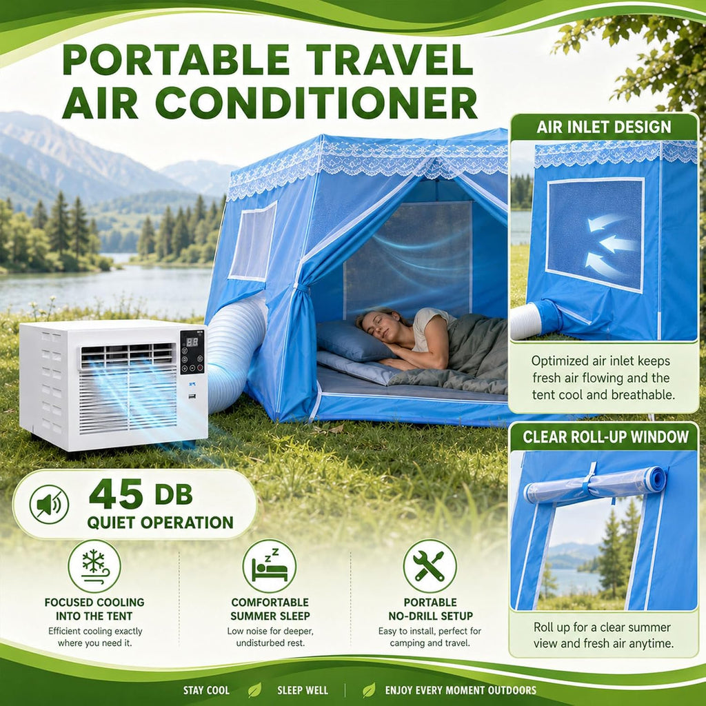  Climatiseur Mobile,Climatiseur Portable 280 W Pour Extérieur, Climatiseur/Refroidisseur D'air Mobile Pour Tente, 1876 Btu, Mode Déshumidificateur, Minuterie, Télécommande AC+1.5M