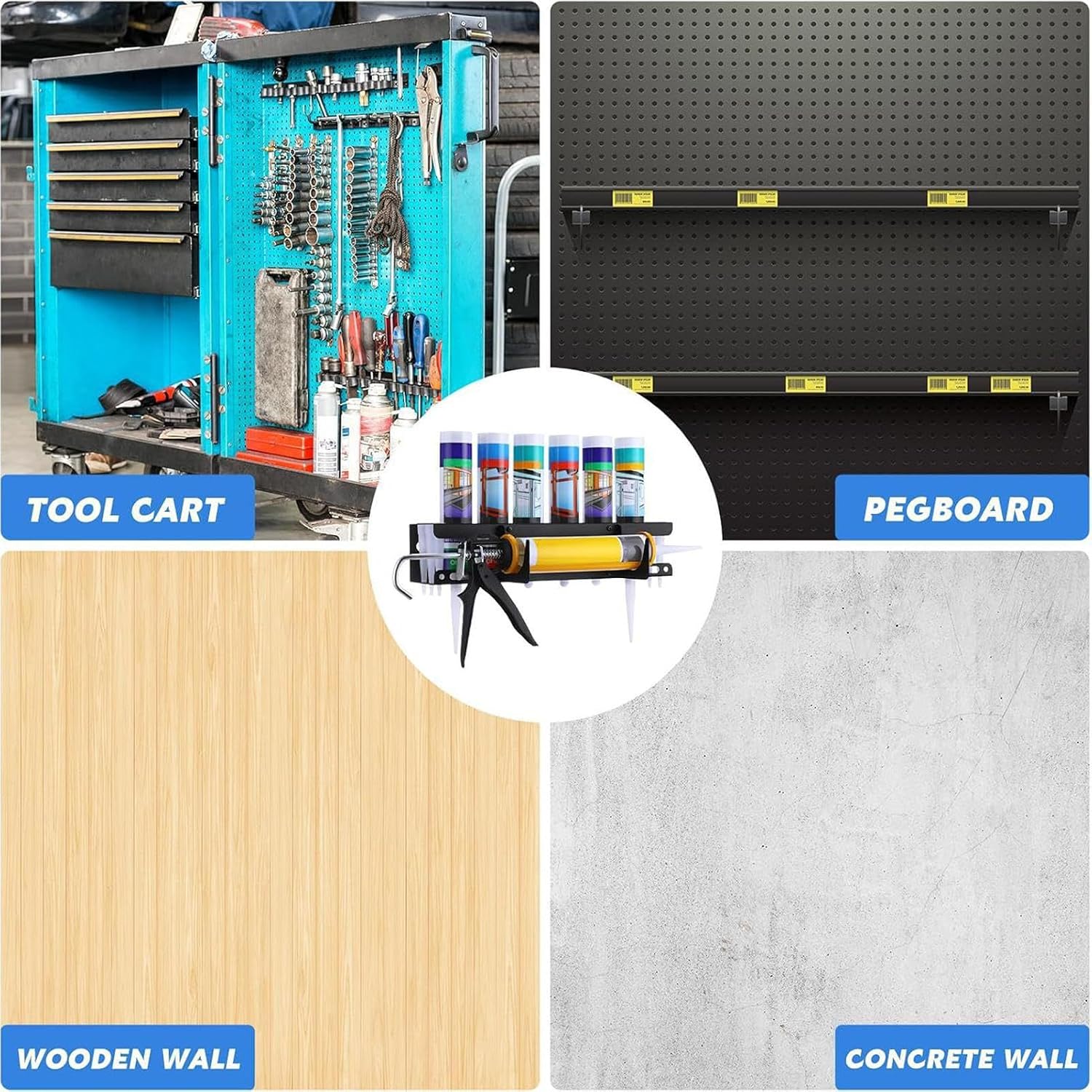  Wall Mounted Adhesive Organizer, Heavy Tube Holder Rack, Carbon Steel Tool Rack, Indoor Storage For Utility Carts Or Workshop Use, Fast Setup, For Renovation Tasks
