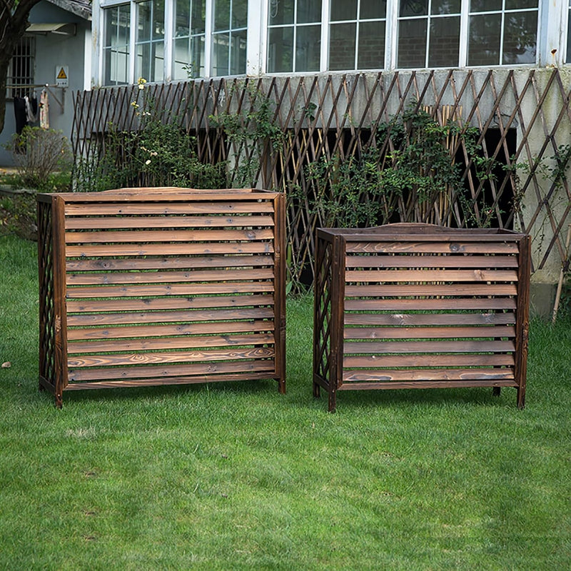 GENERIC AC Cover Support De Fleurs En Bois – Écran Décoratif Pour Climatiseur Résistant à La Corrosion – Grille De Protection Pour Unité Extérieure – Dimensions De La Clôture En Bois : 120 X 55 X 160 Cm